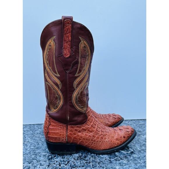 CUADRA Exotic Western Caiman Mens Size US 8 Leather Boots Cowboy Western